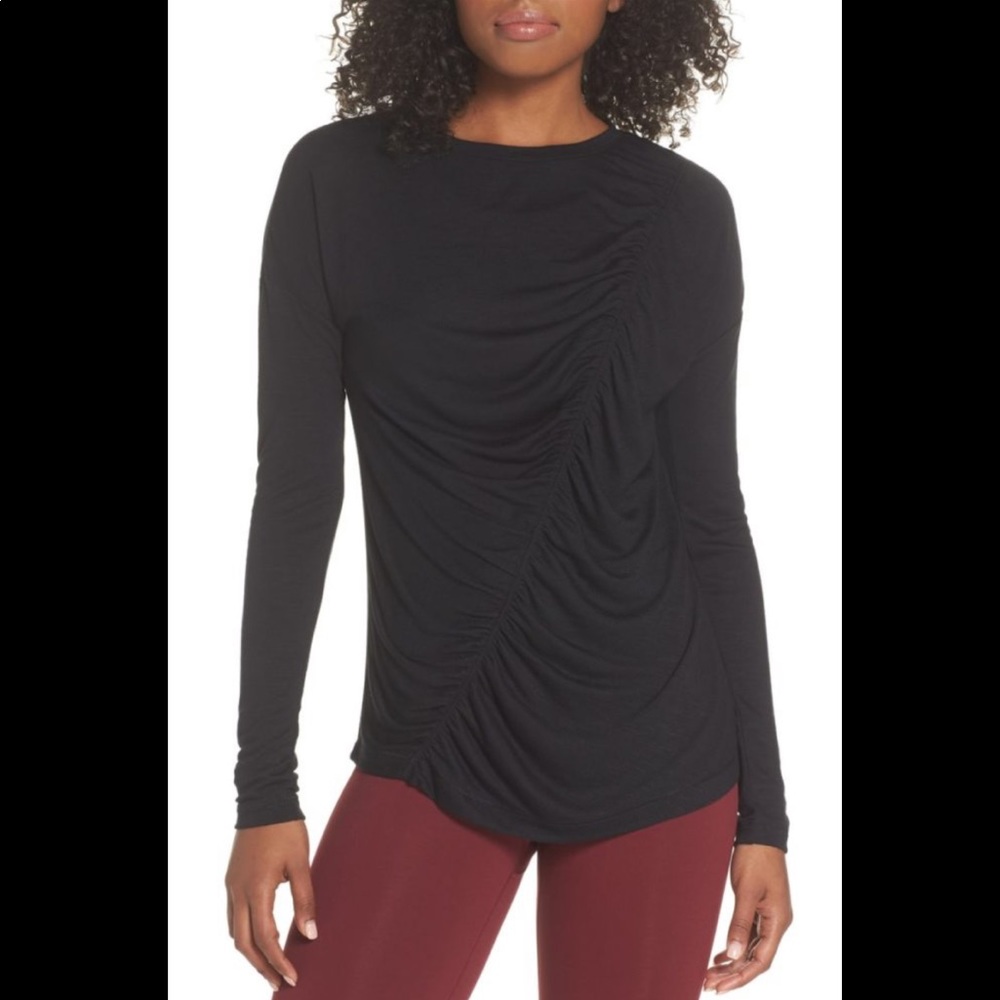 Zella So Grateful Ruched Long Sleeve Tee